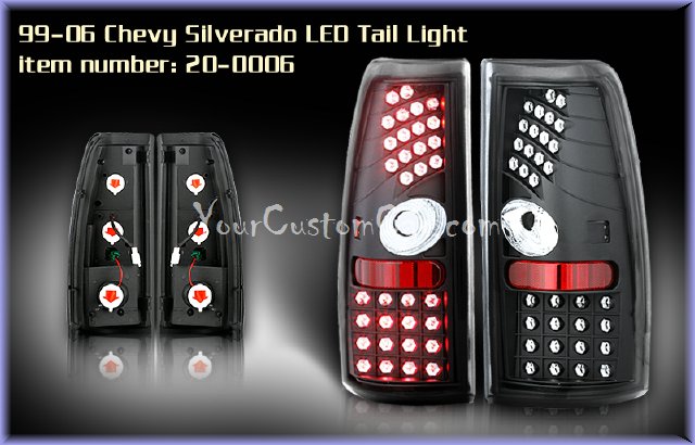 silverado led taillights, sierra led taillights, custom silverado, custom sierra, 99-06, chevrolet led