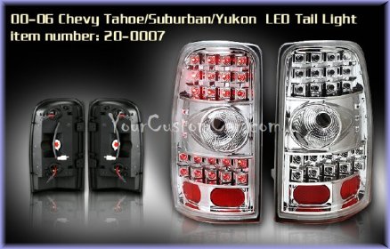 tahoe led taillights, suburban led taillights, yukon led taillights, custom tahoe suburban yukon, 00-06, chevrolet led